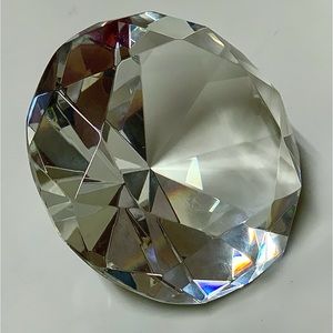 ️1970s Vintage Lead Crystal Cut Glass Giant Faux Diamond